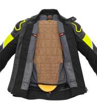Leather jacket SPIDI IGNITE BLACK/FLUO YELL