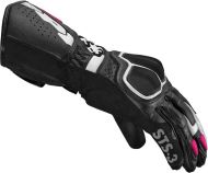 Women's leather motorcycle gloves SPIDI STS-3 BLACK/FUCHSIA