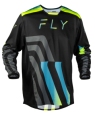 Motocross shirt FLY RACING Kinetic Volt Jersey - Black/Grey/Teal/Yellow
