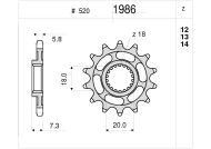 Μπροστινό γρανάζι (pinion) TROFEO 361986Z12