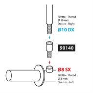 Adaptor 10mm dreapta > 8mm filet stânga 90140