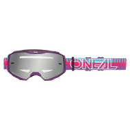 Motocross Goggles O'NEAL B-10 STRIPED PINK/PURPLE - SILVER MIRROR V.26