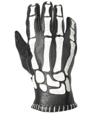 Leather gloves JOHN DOE SKELETOR LEATHER BLACK/WHITE