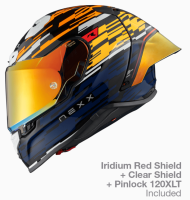 Helmet NEXX X.R3R GLITCH RACER ORANGE BLUE