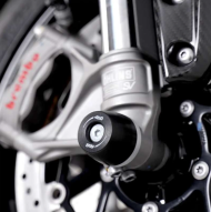 Dopuri de siguranță pentru axe R&G RACING, protecție furcă neagră pentru Triumph Speed Triple 1050 RS 18-21 / S 16-21 / 1200 RS 21-25 / RR 22-25