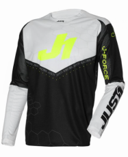 Motocross Jersey Just1 J-Force Hexa Black/White/Yellow Fluo