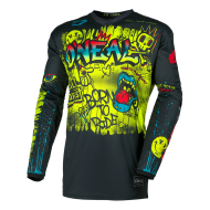 Tricou motocross copii O'NEAL ELEMENT RANCID NEGRU/GALBEN NEON