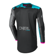 Tricou motocross pentru femei O`NEAL ELEMENT ROLLER NEGRU/CIAN