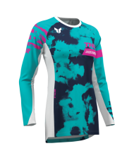 Women's motocross jersey THOR LAUNCHMODE BLEACH WHITE/AQUA