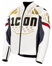 Geacă de piele ICON Contra3™ RIZZ RIZZ ALBĂ