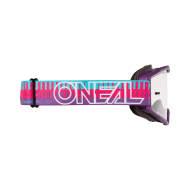 Motocross Goggles O'NEAL B-10 STRIPED PINK/PURPLE - CLEAR