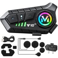 U10 2x bluetooth motorcycle intercom for helmets with rgb microphone and usb-c