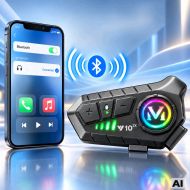 U10 2x bluetooth motorcycle intercom for helmets with rgb microphone and usb-c