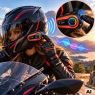 Q08 2x bluetooth motorcycle intercom for helmets with rgb microphone and usb-c