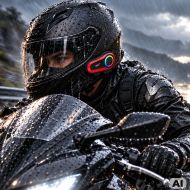 Q08 2x bluetooth motorcycle intercom for helmets with rgb microphone and usb-c