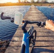 Difuzor Bluetooth portabil cu suport pentru bicicleta, motocicleta - AUX, porturi USB si slot pentru card de memorie - gri